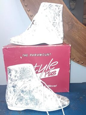 White Metallic 80s Leather Ankle Booties